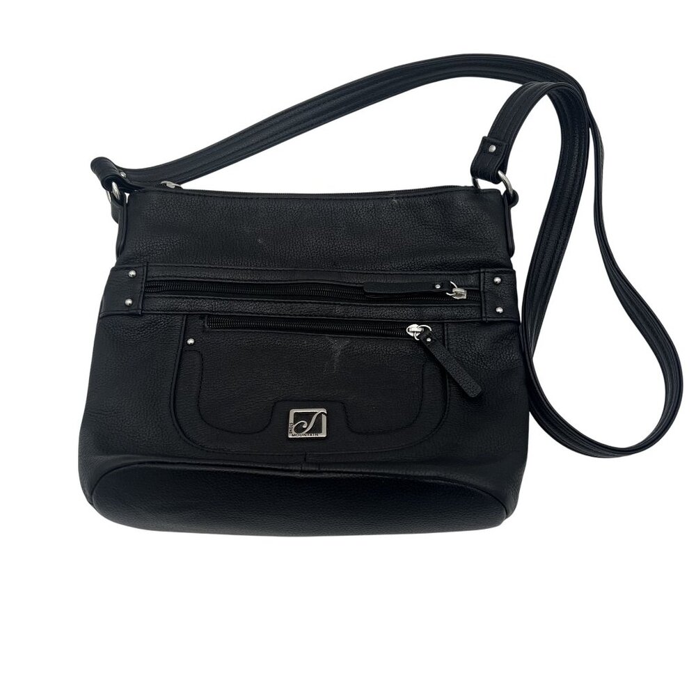 Stone Mountain Black Pebble Leather Crossbody Bag With Strap